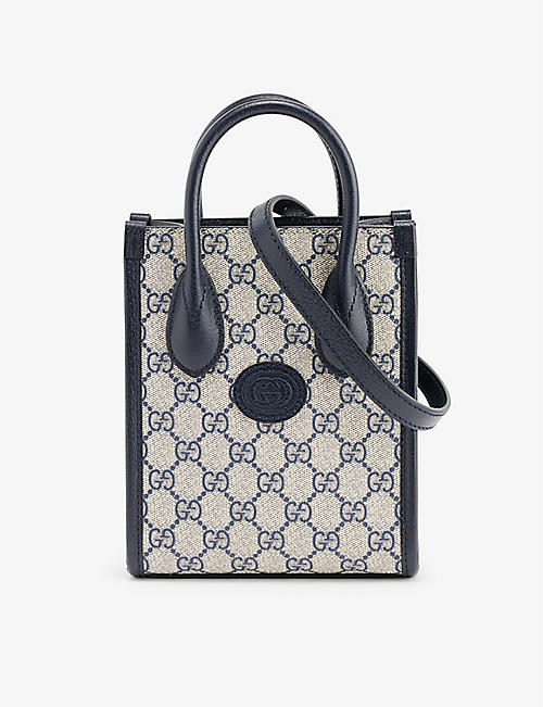 GUCCI: Monogram-pattern brand-patch canvas tote bag