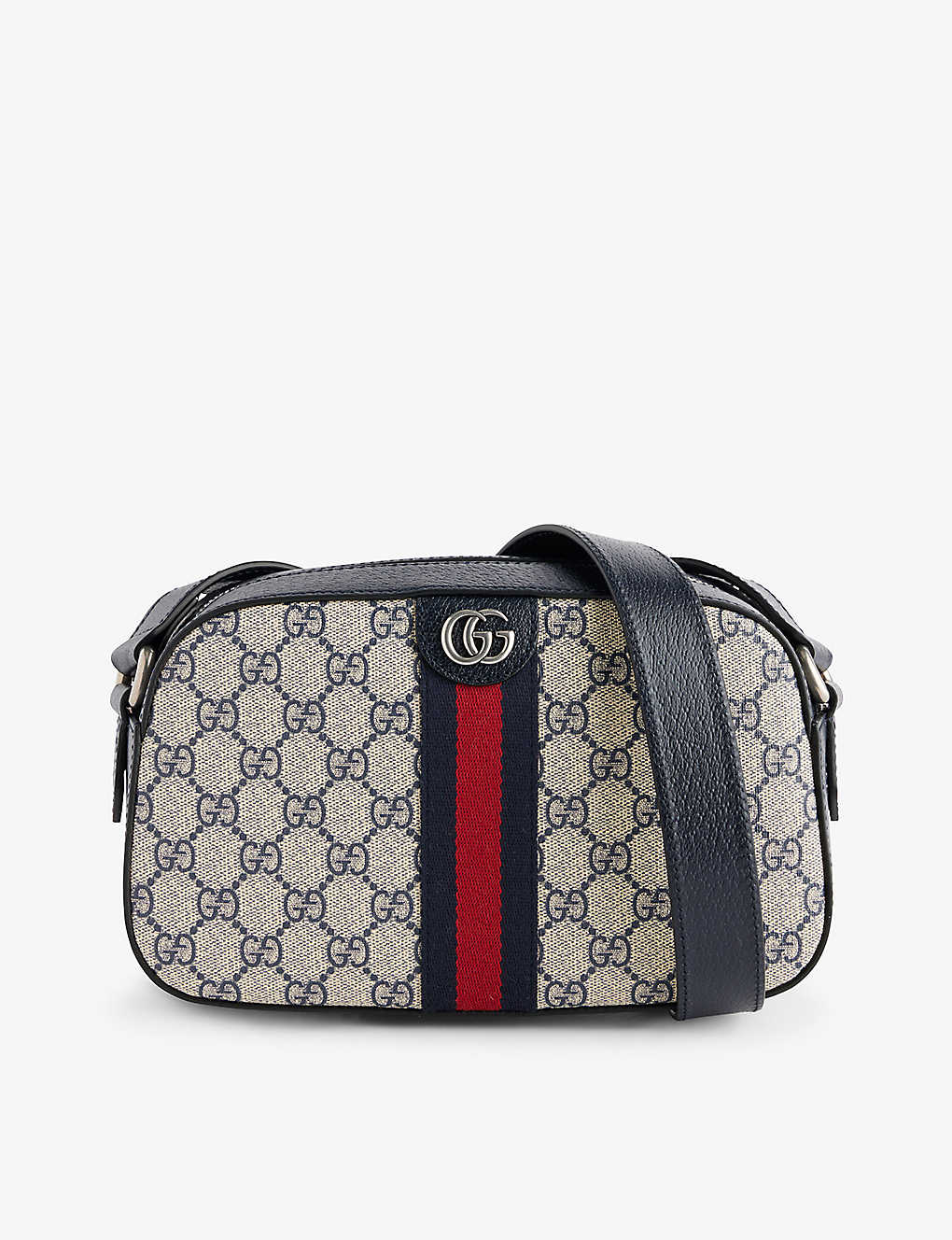 Gucci Monogram-pattern Canvas Cross-body Bag In Beige Blu/blu