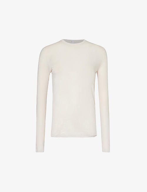 SKIN: Long-sleeved round-neck organic-cotton T-shirt