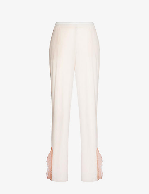 SKIN: Relaxed-fit lace-trim organic-cotton pyjama trousers