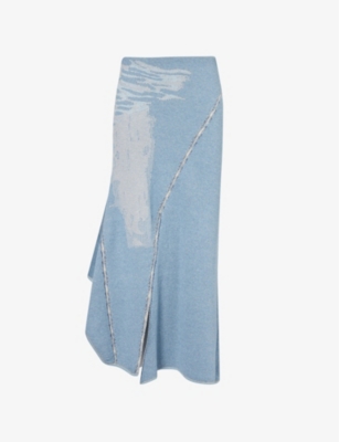 Shop Srvc Womens Denim Siren Elasticated-waistband Cotton Midi Skirt