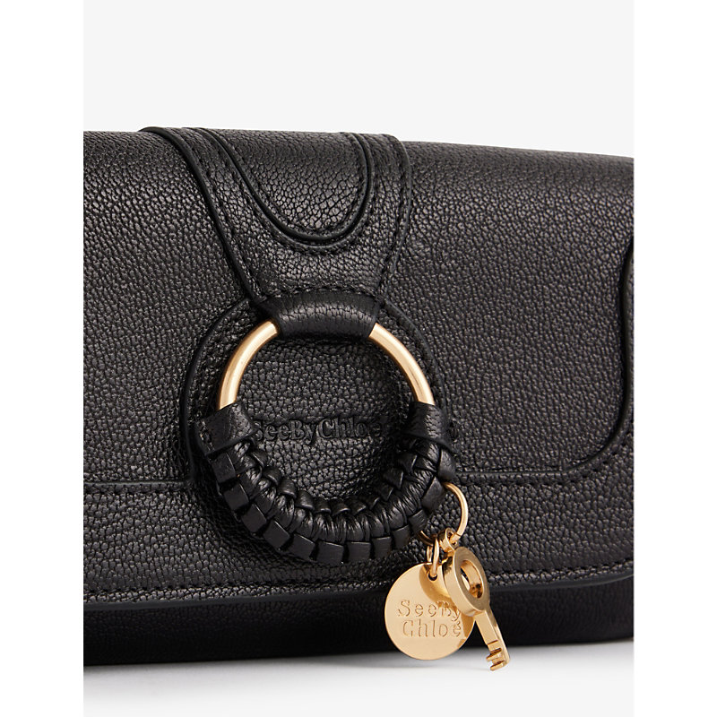 Shop See By Chloé Hana Leather Wallet-on-chain In Black