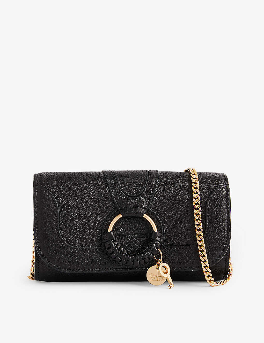Shop See By Chloé Hana Leather Wallet-on-chain In Black