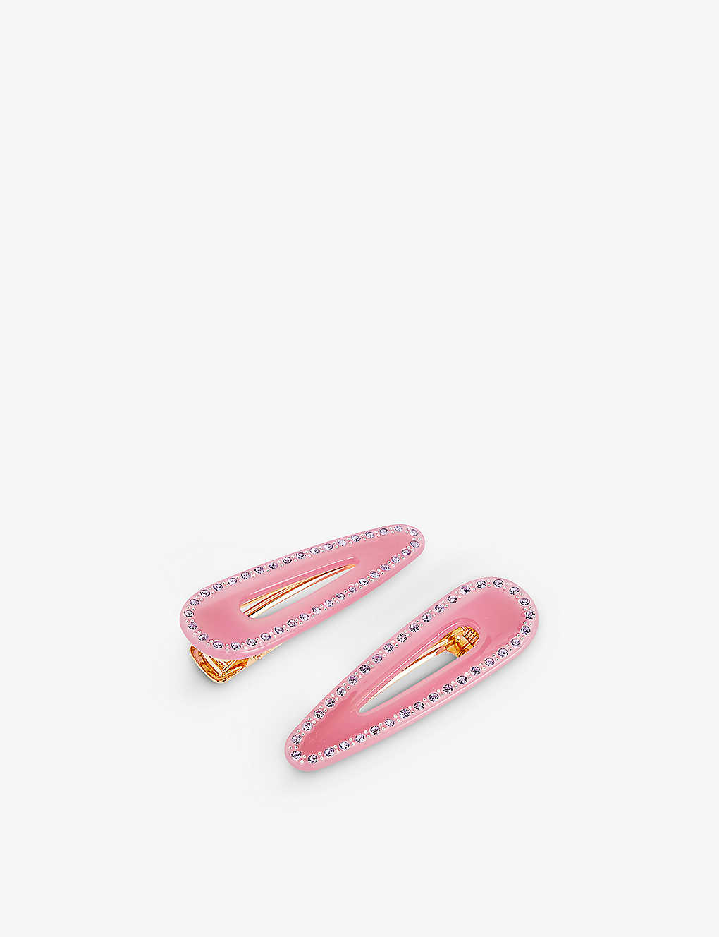 Katya Womens Jelly Pink Crystal Teardrop Cellulose Acetate Hair Clips Pack Of Two
