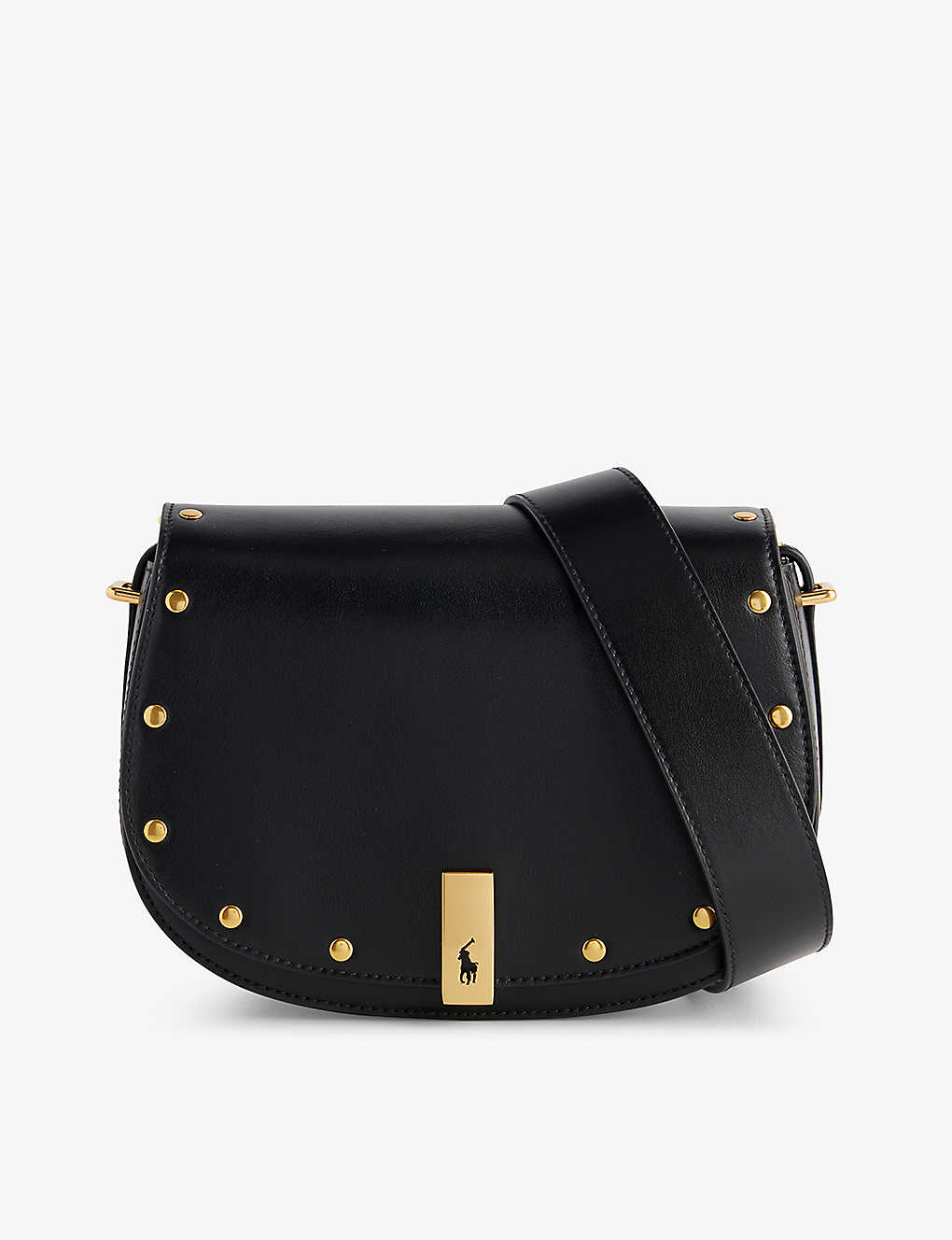 Polo Ralph Lauren Polo Id Studded Leather Cross-body Bag In Black