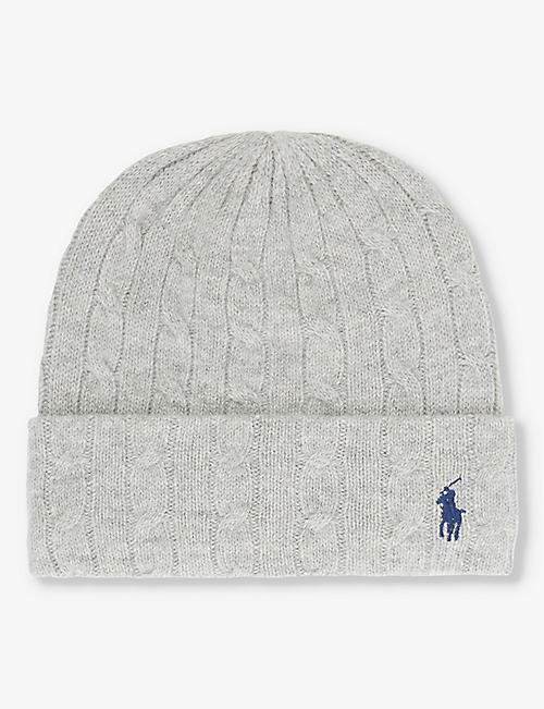 POLO RALPH LAUREN: Embroidered-logo wool and cashmere-blend beanie