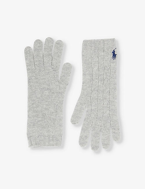 POLO RALPH LAUREN: Logo-embroidered wool and cashmere-blend  gloves