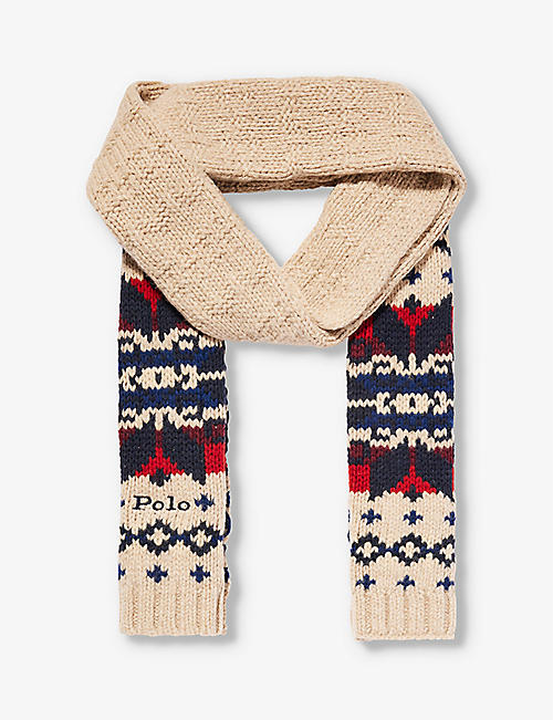 POLO RALPH LAUREN: Fairisle-intarsia wool, cotton, linen and recycled-nylon blend scarf