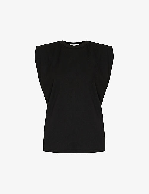 FRANKIE SHOP: Eva padded-shoulder cotton-jersey muscle T-shirt