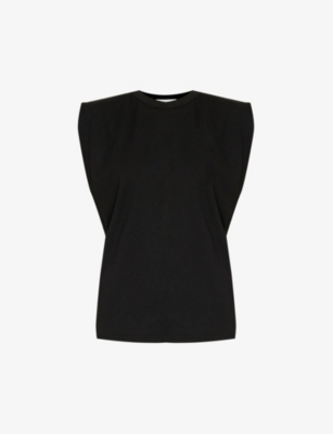 THE FRANKIE SHOP FRANKIE SHOP WOMENS BLACK EVA PADDED-SHOULDER COTTON-JERSEY MUSCLE T-SHIRT