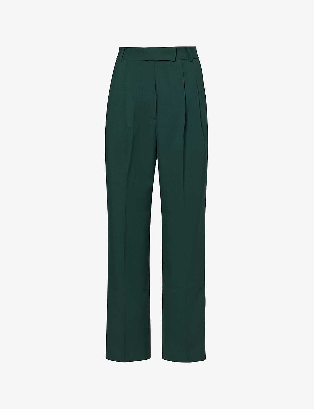 The Frankie Shop Layton Pleated Wool-blend Trousers In Green