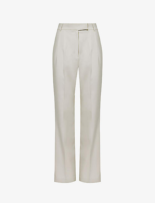 FRANKIE SHOP: Bea pressed-crease tapered high-rise stretch-crepe trousers