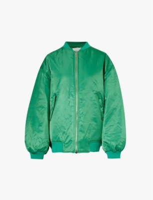 The Frankie Shop Frankie Shop Womens Kelly Green Astra Baseball-collar Shell Jacket