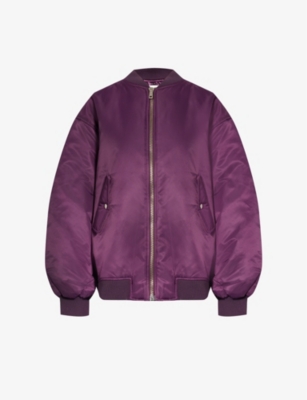 The Frankie Shop Astra Oversized Shell Bomber Jacket In Royal Purple