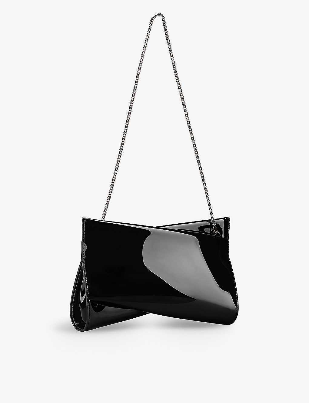 Shop Christian Louboutin Loubitwist Small Patent-leather Clutch Bag In Black
