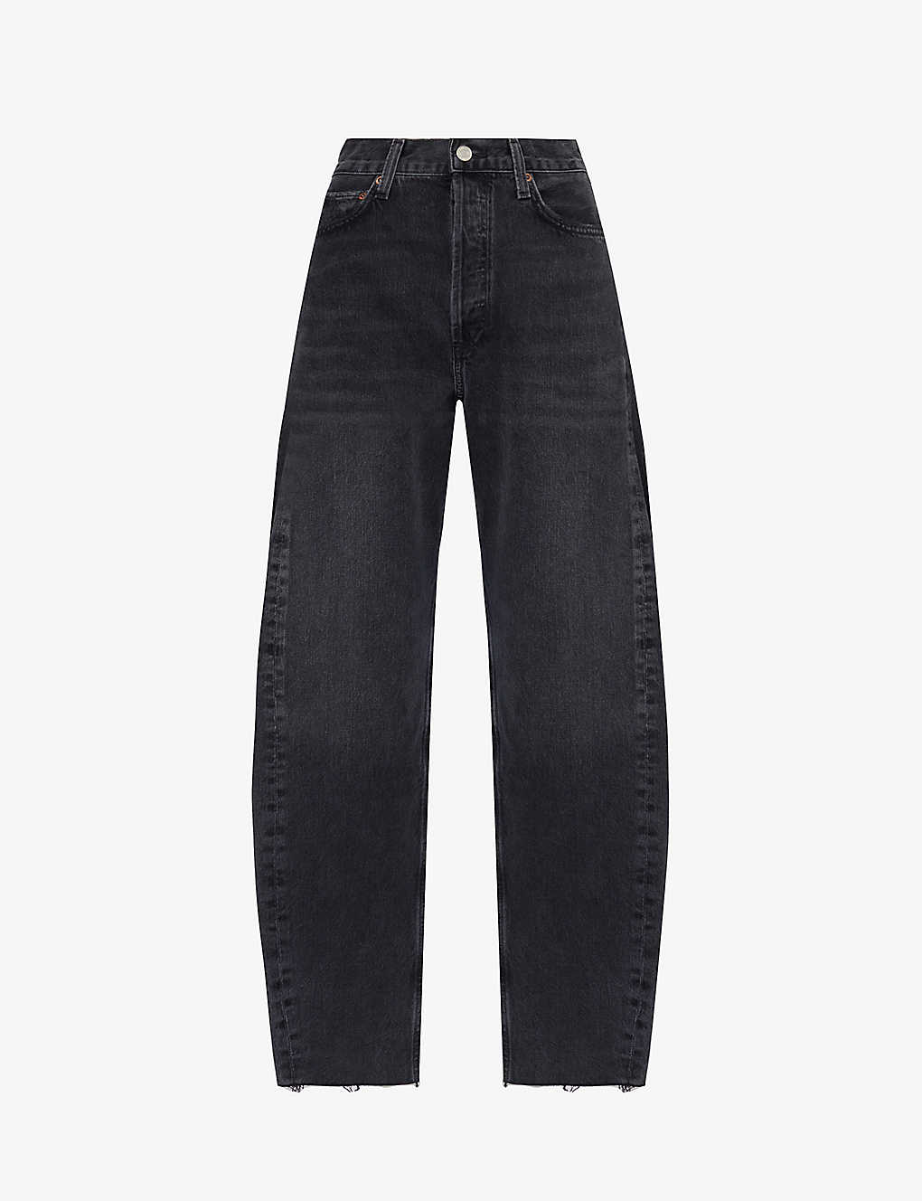 Shop Agolde Women's Possess Luna Pieced Straight-leg High-rise Organic-cotton Jeans In Black