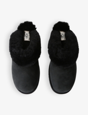 Ugg Womens Black Classic Ii Branded Suede Slippers In Black