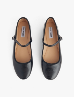 STEVE MADDEN: Vinetta 017 brand-plaque leather ballet courts