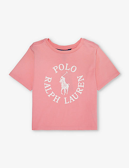POLO RALPH LAUREN: Girls' Logo text-print cotton-jersey T-shirt