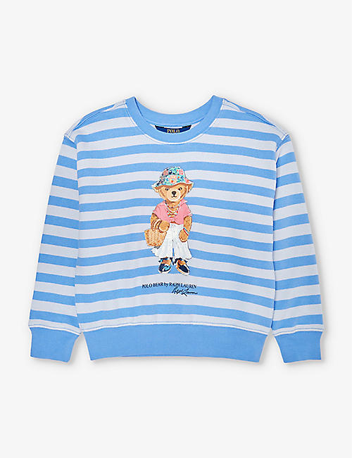 POLO RALPH LAUREN: Girls' Polo Bear striped cotton-blend sweatshirt
