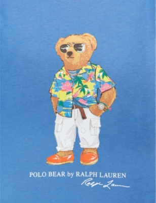 Shop Polo Ralph Lauren Boy's Polo Bear Colour-block Cotton-jersey T-shirt In Multi
