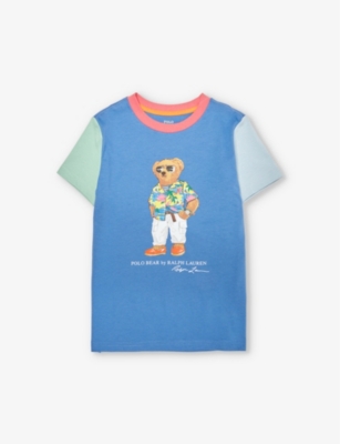 Shop Polo Ralph Lauren Boy's Polo Bear Colour-block Cotton-jersey T-shirt In Multi