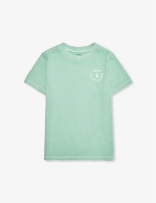 Shop Polo Ralph Lauren Boys Green Kids Boys' Logo-print Short-sleeve Cotton-jersey T-shirt