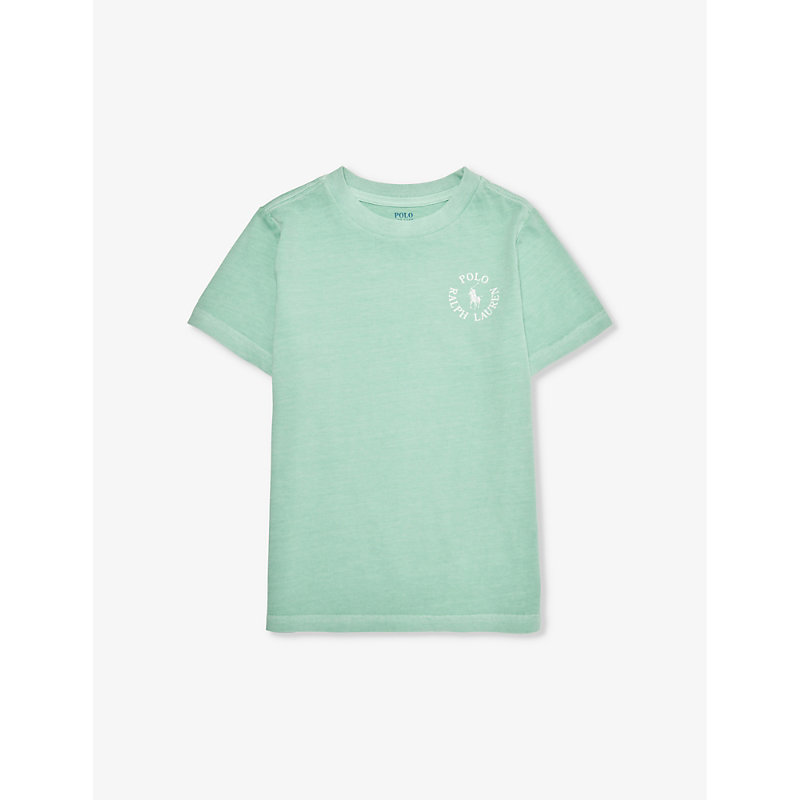Shop Polo Ralph Lauren Boys Green Kids Boys' Logo-print Short-sleeve Cotton-jersey T-shirt