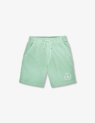Shop Polo Ralph Lauren Boys Green Kids Boys' Athletic Logo-print Cotton-jersey Shorts