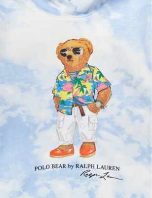 Shop Polo Ralph Lauren Boys Blue Kids Boys' Polo Bear Tie-dye Cotton-blend Hoody