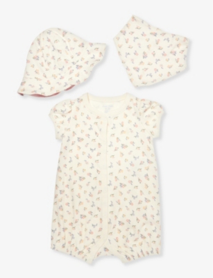 POLO RALPH LAUREN: Baby Girl floral-print three-piece cotton set
