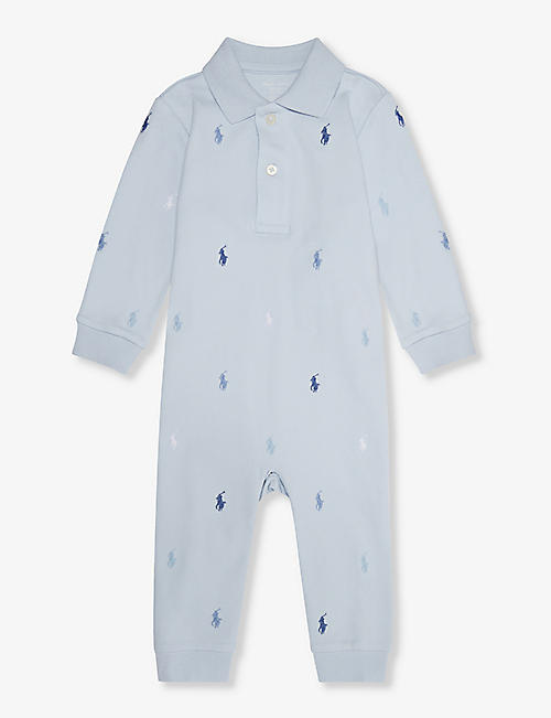 POLO RALPH LAUREN: Baby logo-embroidered cotton-jersey romper