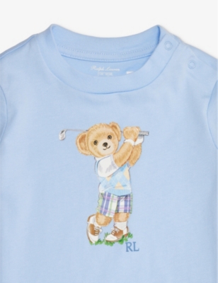 Shop Polo Ralph Lauren Blue Baby Polo Polo Bear Short-sleeve Cotton-jersey T-shirt