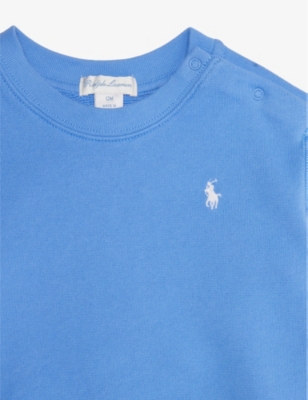 Shop Polo Ralph Lauren Boys Hrb Is Blu Kids Boys' Brand-embroidered Cotton-blend Sweatshirt