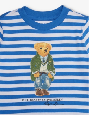 Shop Polo Ralph Lauren Boys Blue Kids Boys' Polo Bear Short-sleeve Cotton-jersey T-shirt