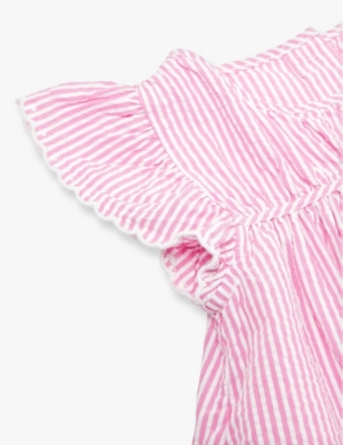 Shop Polo Ralph Lauren Girls Pink Kids Girls' Stripe-pattern Seersucker-cotton Top