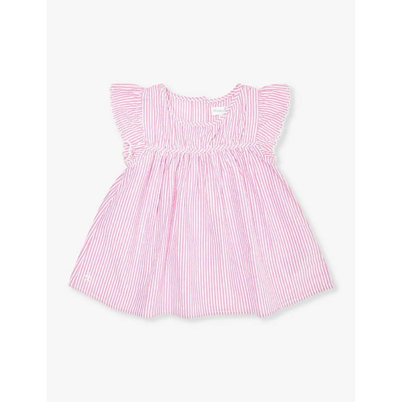 Polo Ralph Lauren Girls Pink Kids Girls' Stripe-pattern Seersucker-cotton Top