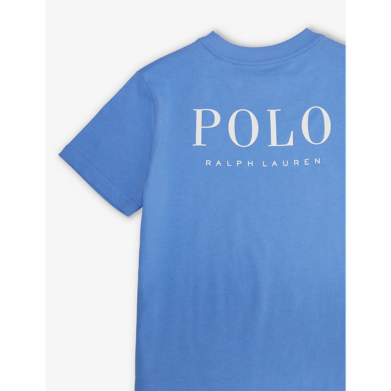 Shop Polo Ralph Lauren Boys Hrb Is Blu Kids Boys' Logo-print Short-sleeve Cotton-jersey T-shirt