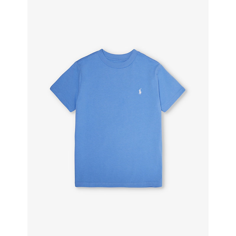 Shop Polo Ralph Lauren Boys Hrb Is Blu Kids Boys' Logo-print Short-sleeve Cotton-jersey T-shirt