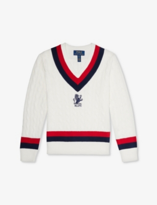 POLO RALPH LAUREN: Boys' contrast-trim cotton-knit jumper