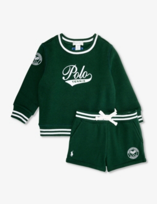 POLO RALPH LAUREN: Polo Ralph Lauren x Wimbledon Baby Boy logo-print two-piece cotton-blend set
