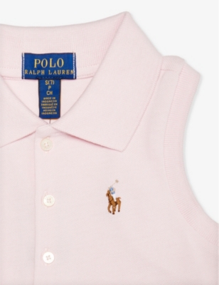 Shop Polo Ralph Lauren Girls Pink Kids X Wimbledon Girls' Logo-embroidered Sleeveless Cotton-piqué Polo S