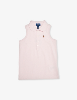Shop Polo Ralph Lauren Girls Pink Kids X Wimbledon Girls' Logo-embroidered Sleeveless Cotton-piqué Polo S