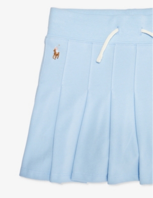 Shop Polo Ralph Lauren Girls Blue Kids X Wimbledon Girls' Logo-embroidered Cotton-piqué Skirt