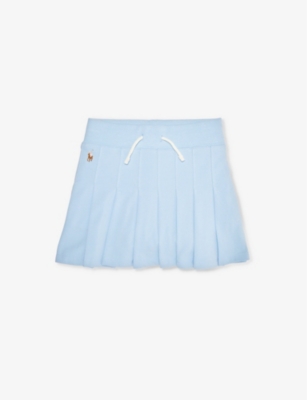 Shop Polo Ralph Lauren Girls Blue Kids X Wimbledon Girls' Logo-embroidered Cotton-piqué Skirt