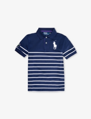 POLO RALPH LAUREN: Polo Ralph Lauren x Wimbledon Boys' stripe-print stretch-jersey polo shirt