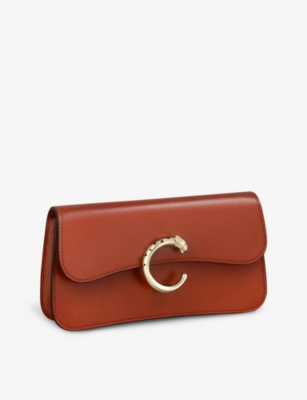 Shop Cartier Womens Chestnut Panthère De Chain Leather Mini Cross-body Bag 1 Size