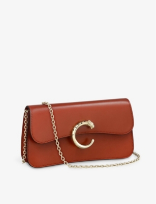 Cartier Panthère De  Chain Leather Mini Cross-body Bag In Chestnut