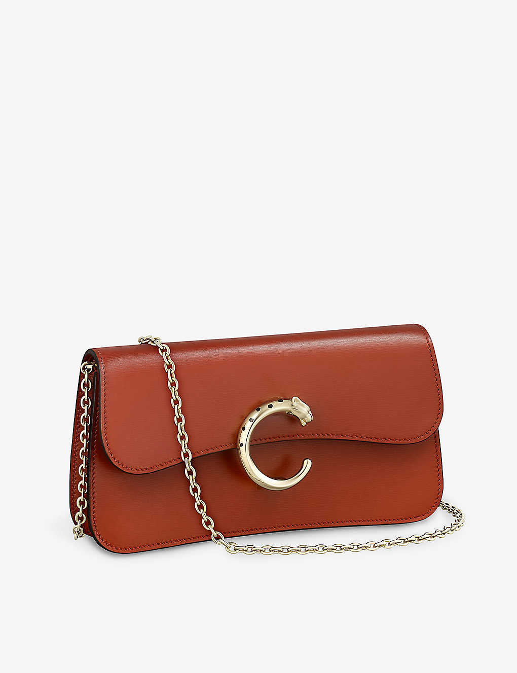 Cartier Womens Chestnut Panthère De Chain Leather Mini Cross-body Bag 1 Size