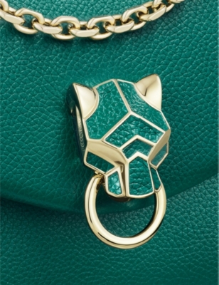 Shop Cartier Women's Green Panthère De Chain Mini Leather Cross-body Bag